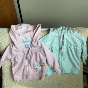 6mo Lot of two Girls Carter’s Hoodies Pink & Green